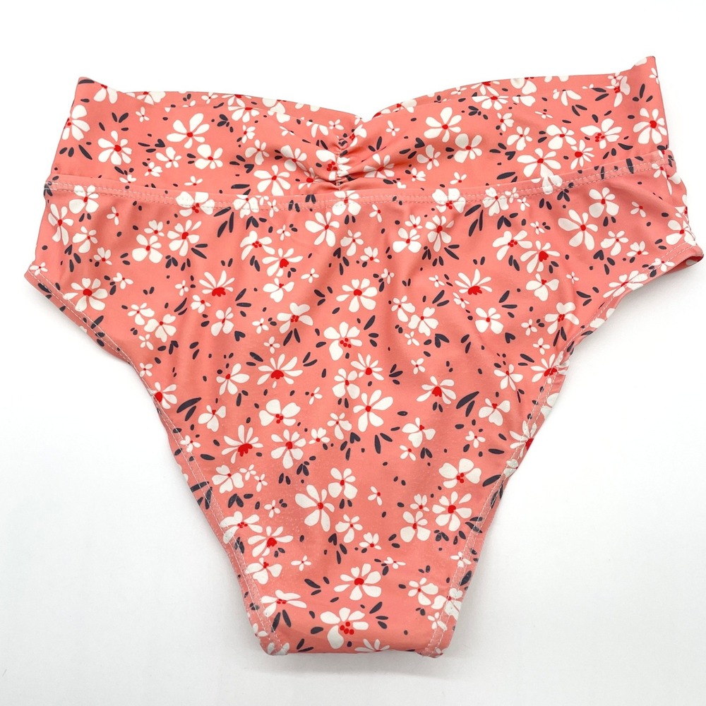 Floral Bikini Set Womens Small Smocked Halter High Waist Boho Cottage Prairie - Picture 6 of 9